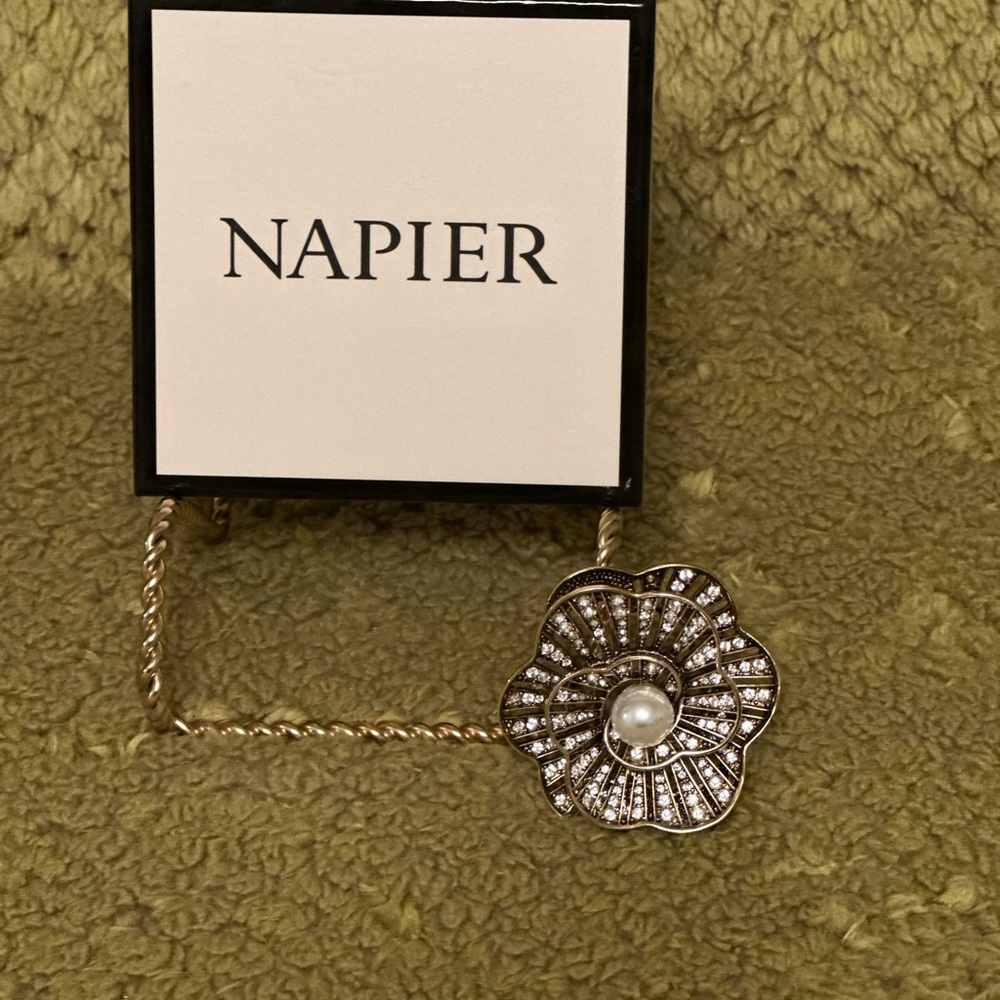 Napier Gold Plated Brooch with Pearl Center